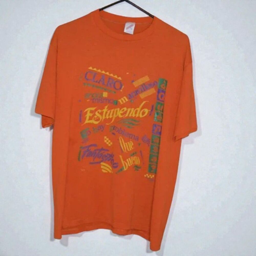 Jerzees Made in Usa Orange Spanish Words Graphic Perfect for Teachers!
